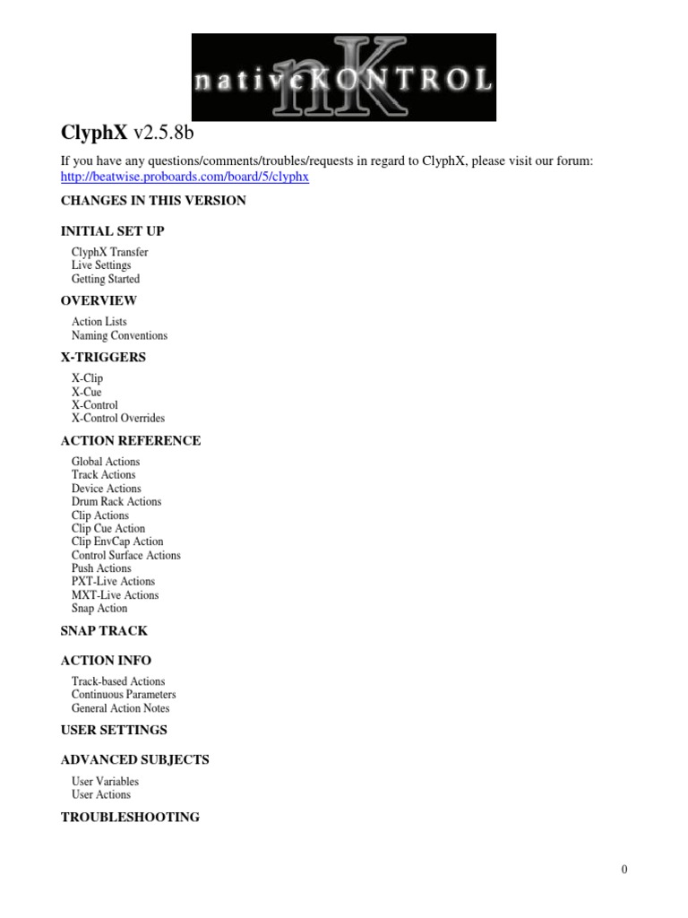 ClyphX Manual | Tempo | Directory (Computing)