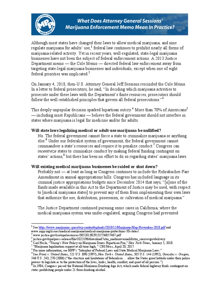 What Does Former AG Sessions' Marijuana Enforcement Memo Mean in