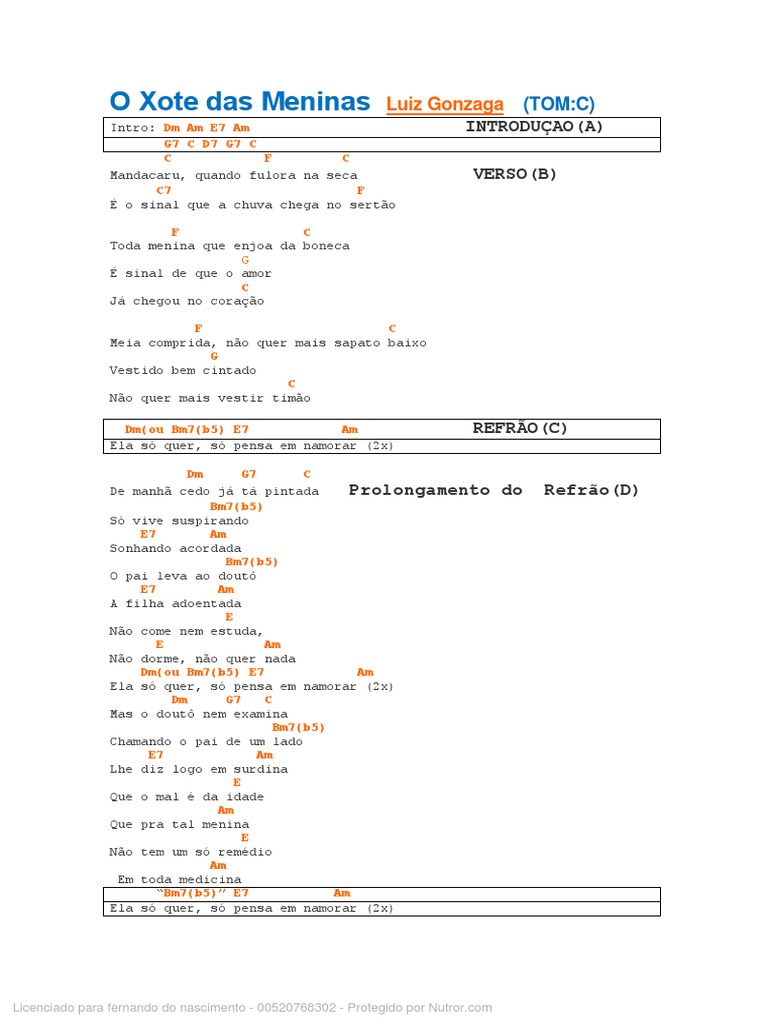O Xote Das MeninasLuizGonzaga Cifra Completa PDF