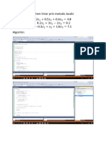 Sistem Liniar Prin Metoda Jacobi 2 + 0.5 + 0.6 4.8 0.2 + 3 2 0.2 0.3 + + 1.8 7.1 Algoritm
