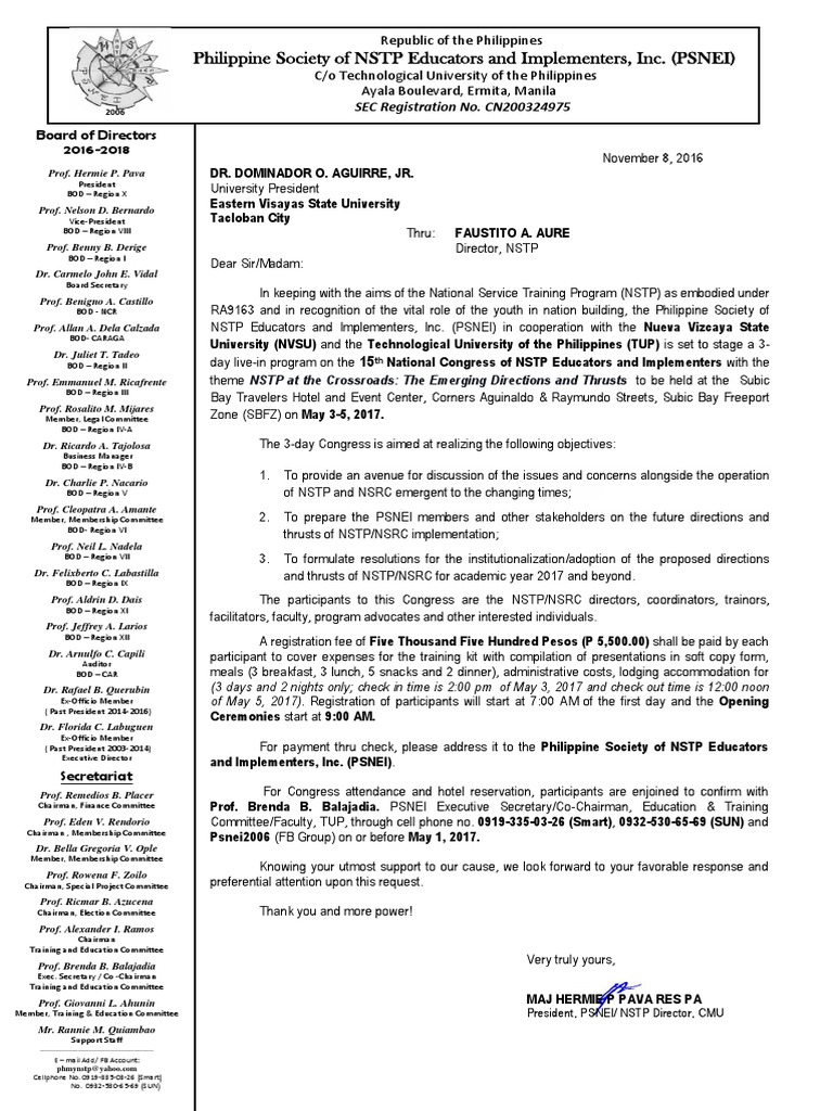 Invitation 15th Congress | PDF | Meal | Business