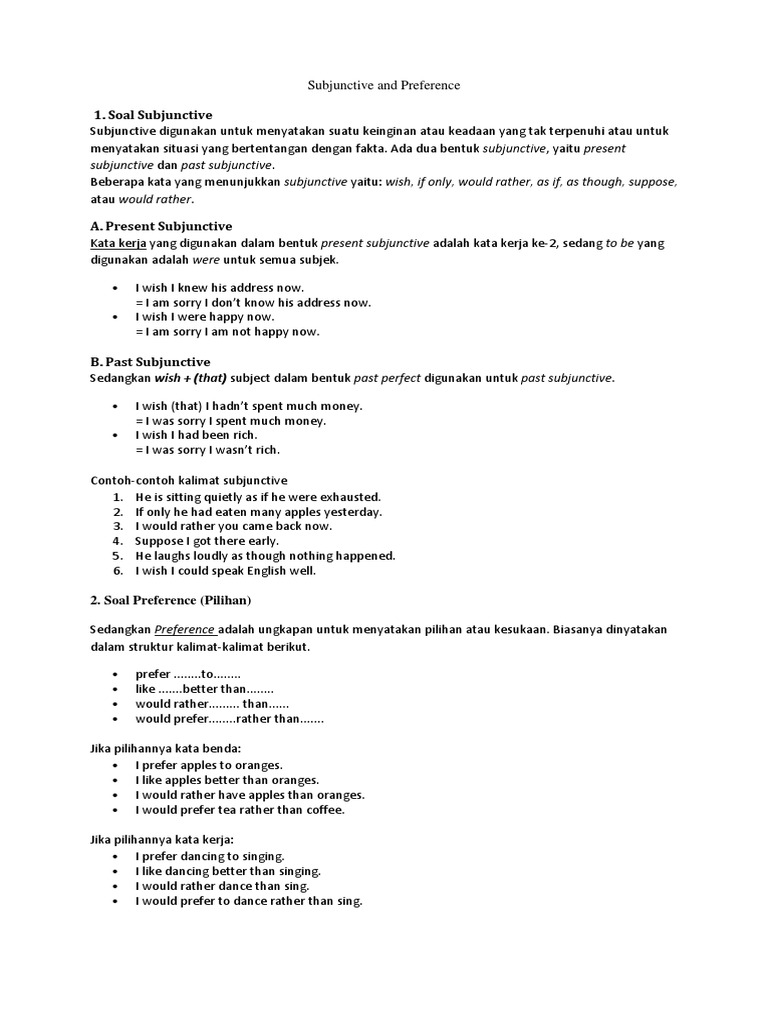 Subjunctive And Preference Pdf