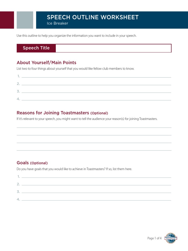 8012 Ice Breaker Speech Outline Worksheet