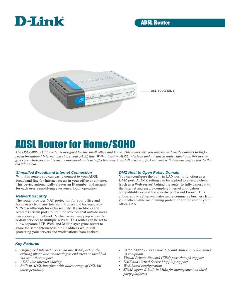 ADSL Router For Home/SOHO | PDF | Virtual Private Network | Computer ...