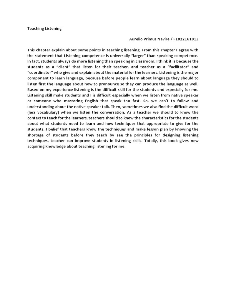 Effective Strategies for Teaching Listening | PDF | Career & Growth
