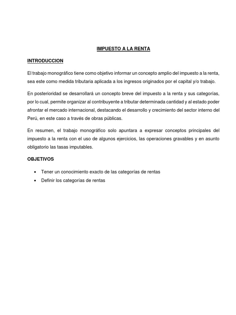 Categorías del Impuesto a la Renta en Perú | PDF | Impuesto sobre la ...