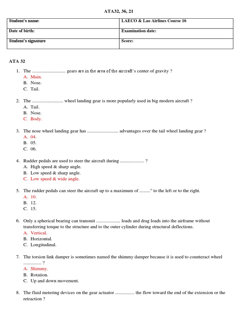 Aircraft Landing Gear and Systems Quiz | PDF | Landing Gear | Valve