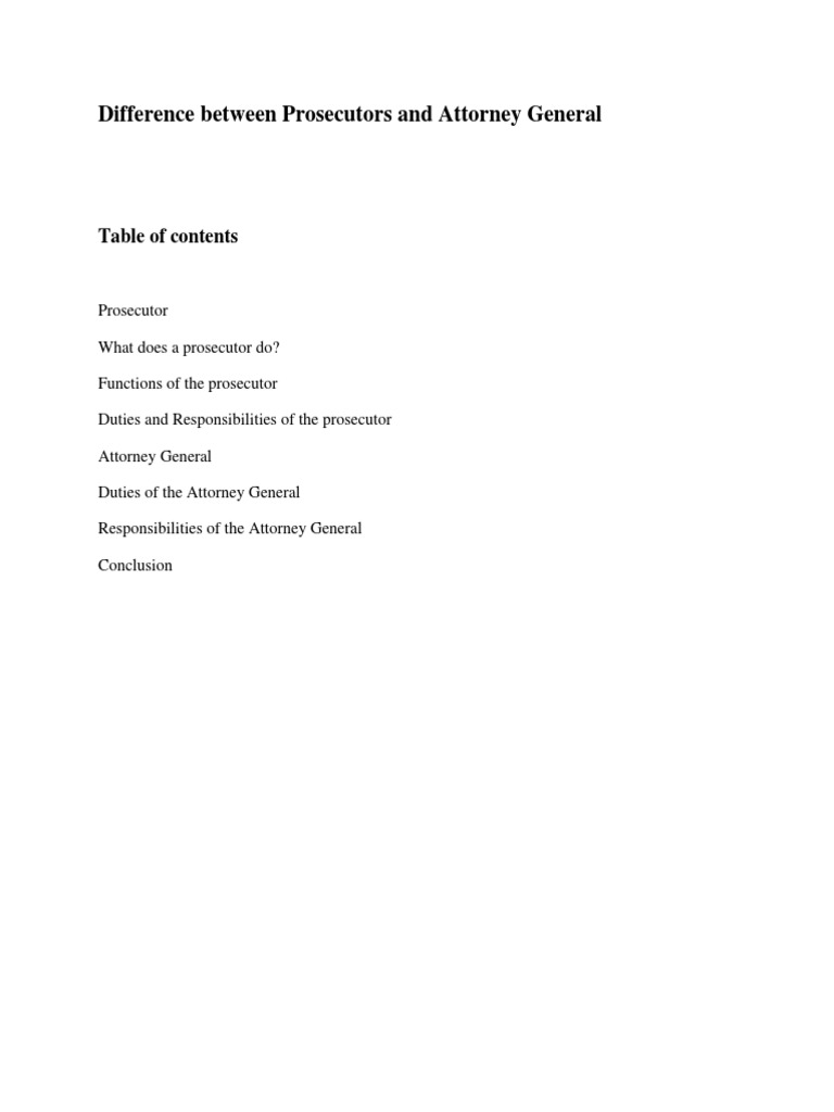 Difference Between Prosecutors and Attorney General | PDF | Attorney ...