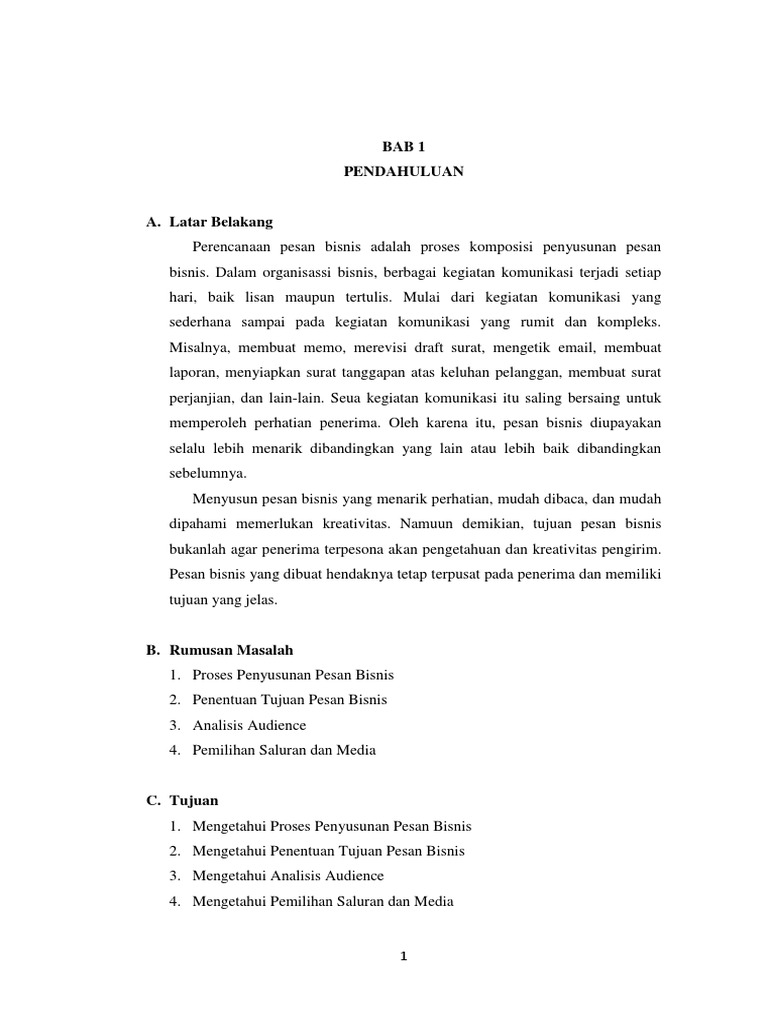 Contoh Pesan Bisnis Dengan Format Makalah Guru Paud