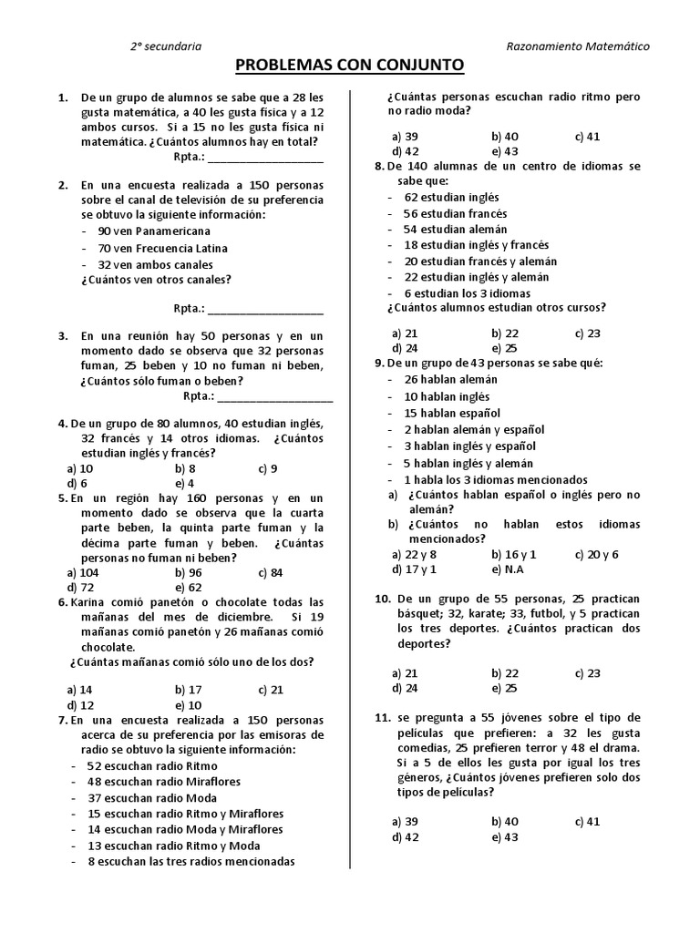Problemas de Conjuntos para Secundaria | PDF | Alemania | Política mundial