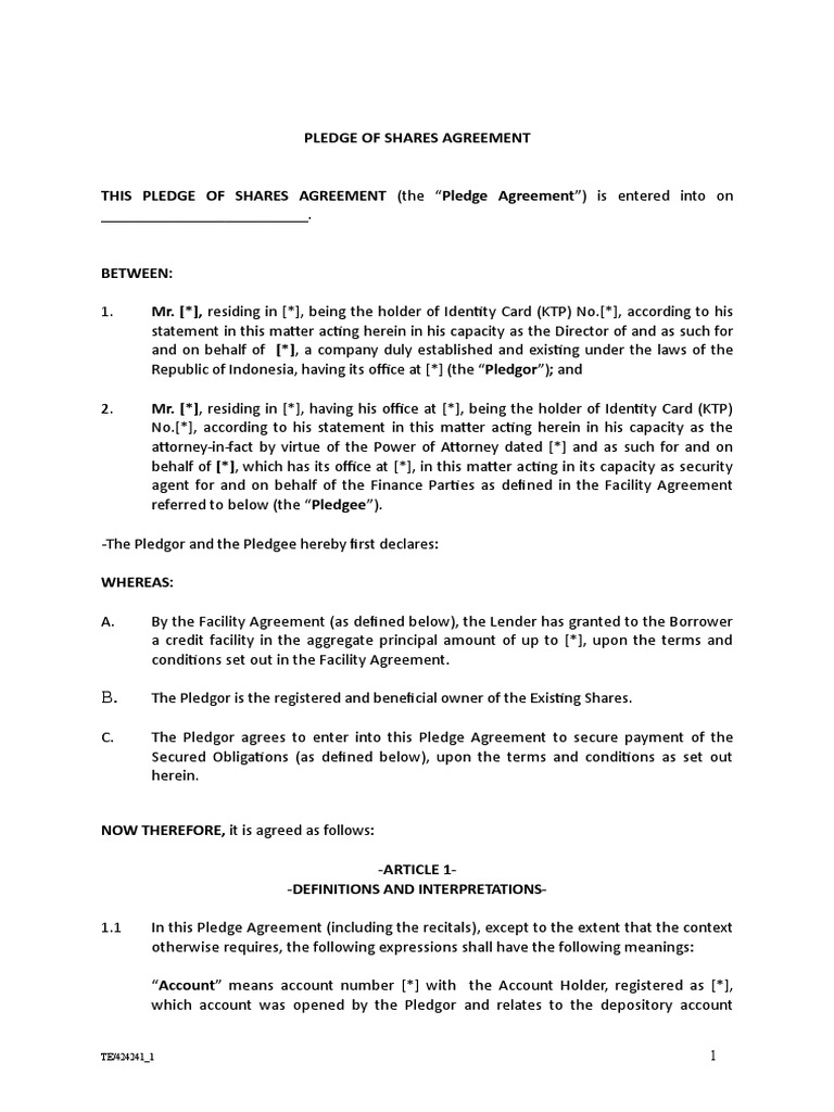 Pledges of Shares | PDF | Bankruptcy | Liquidation