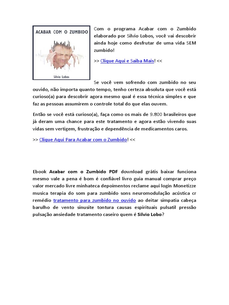 Ebook Acabar Com O Zumbido Pdf Silvio Lobos