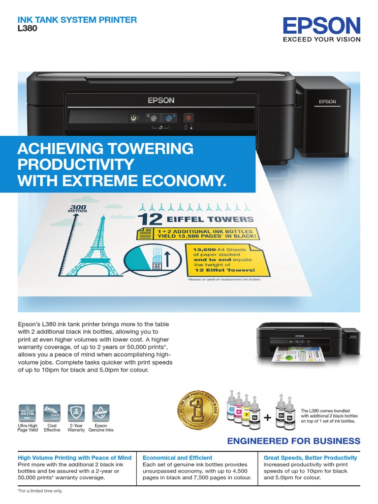 Epson L380 PDF Image Scanner Printer
