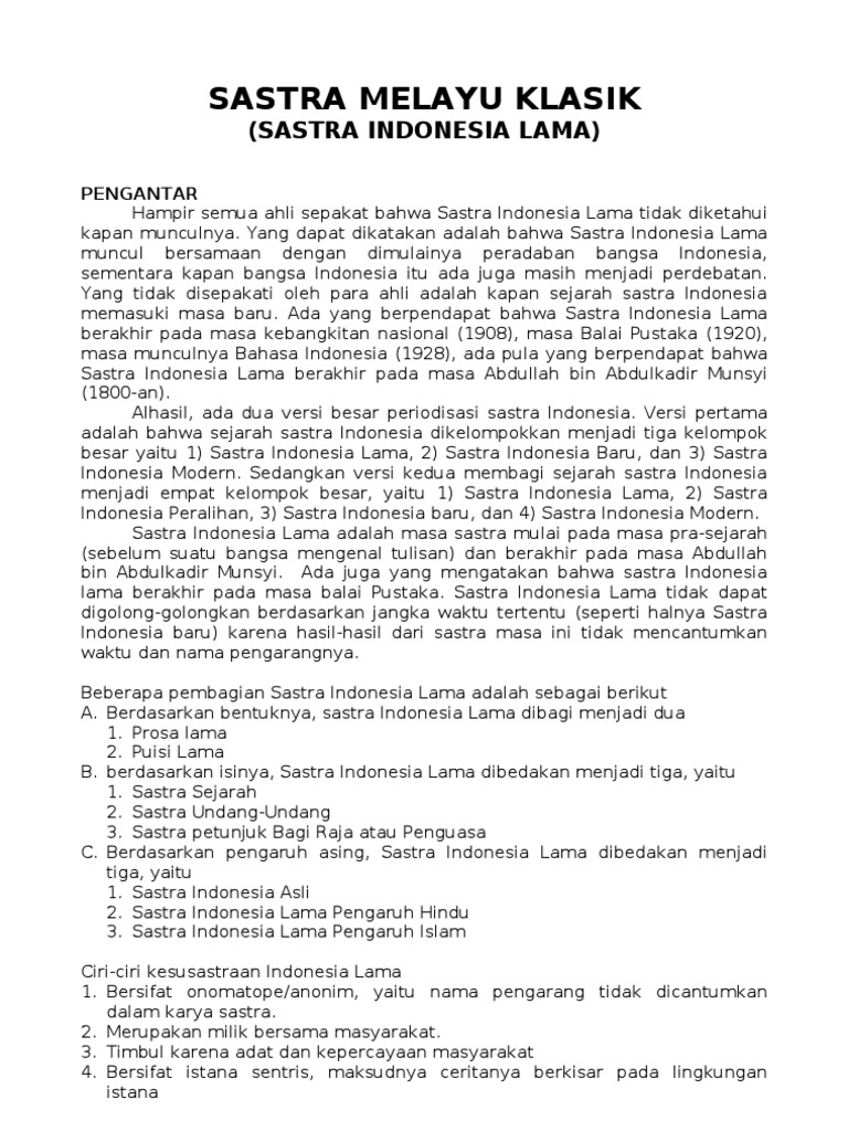 Sastra Melayu Klasik