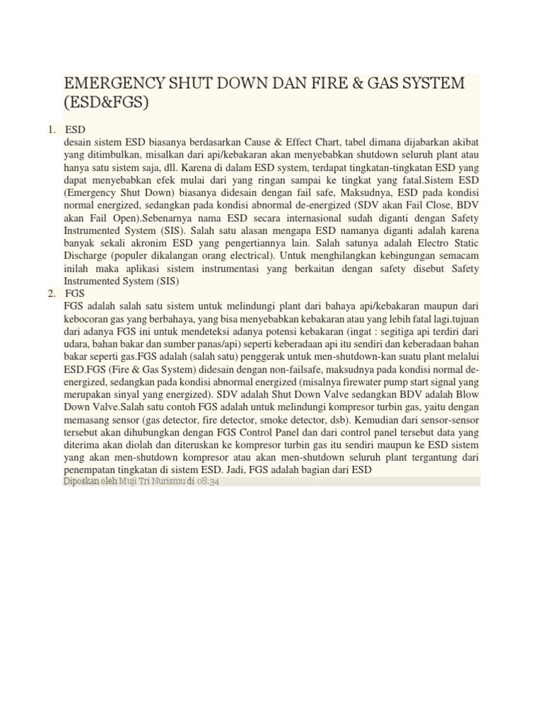 Emergency Shut Down Dan Fire Pdf