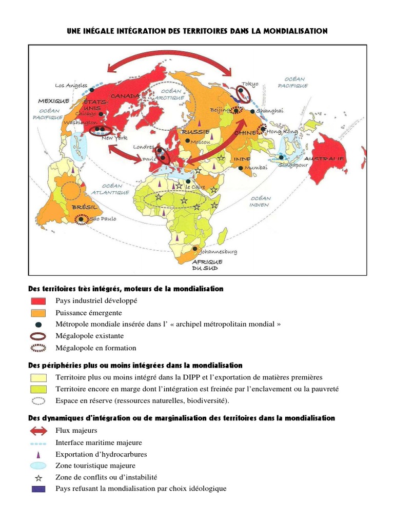 Quels Sont Les Territoires Moteurs De La Mondialisation Schéma Croquis - Une Inegale Integration Des Territoires Dans La Mondialisation |  PDF
