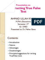 Constructing True False Test: Ahmad Ullah Khan