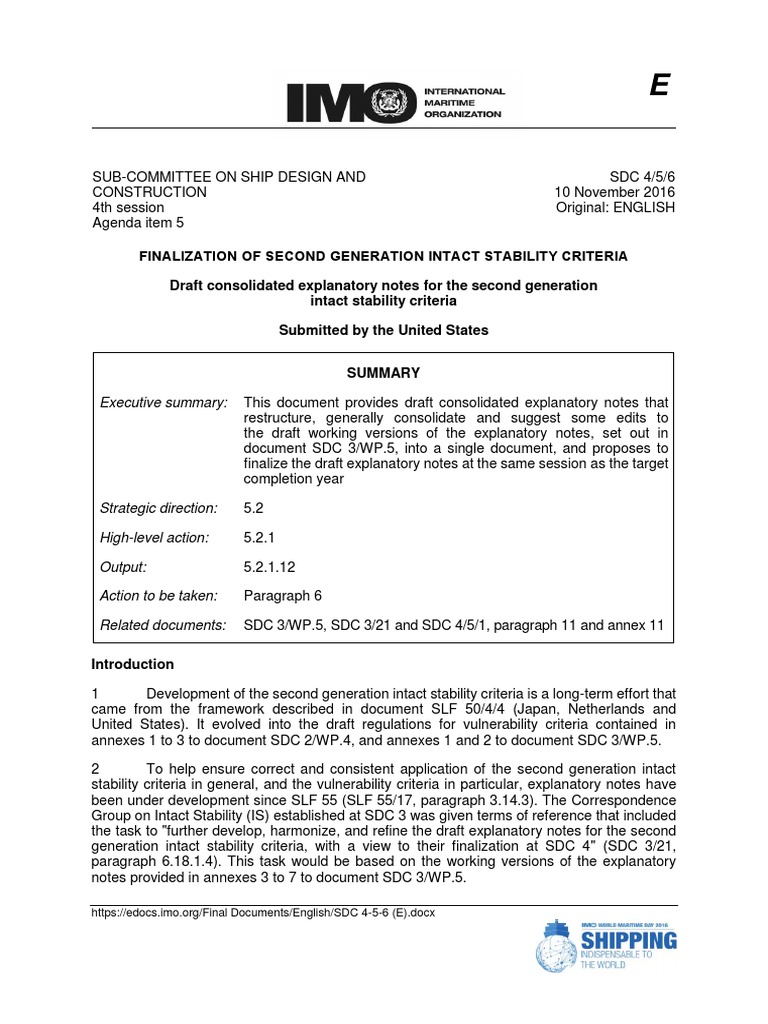 Finalization of Intact Stability Criteria | PDF | Resonance | Inertia