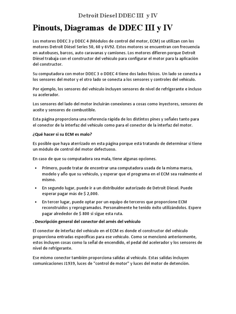 Diagramas de Cable DDEC III Y IV | Diesel Engine | Manufactured Goods