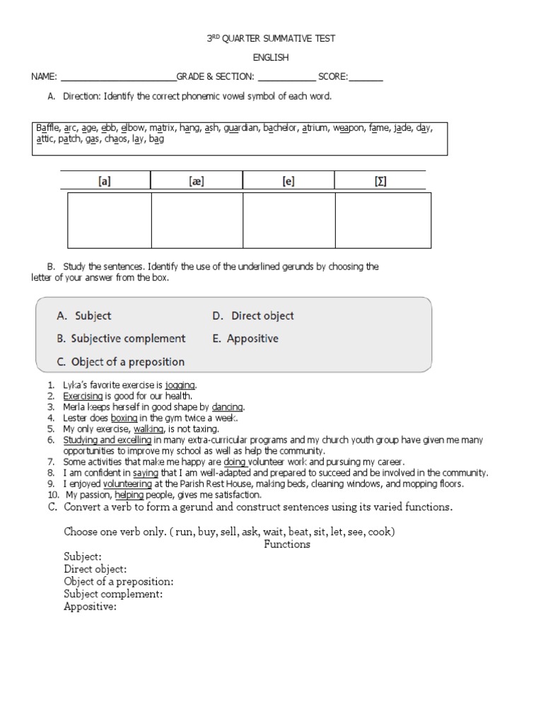 3rd Quarter Summative Test