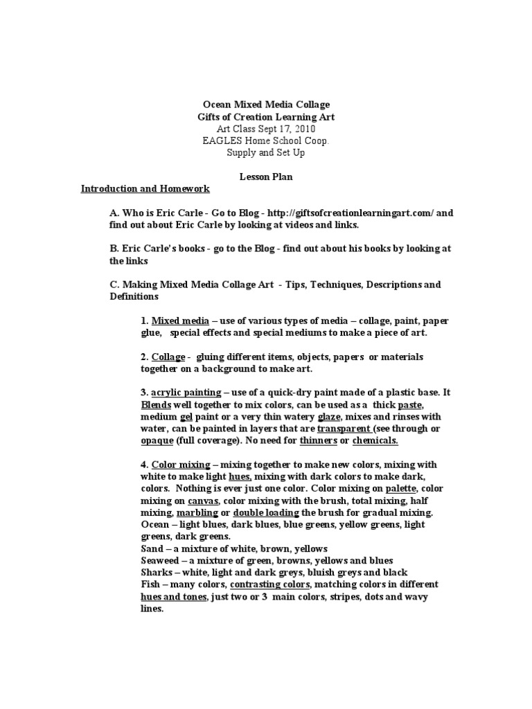 GOCLearning ART Art Class Word PDF Art Materials Art Media