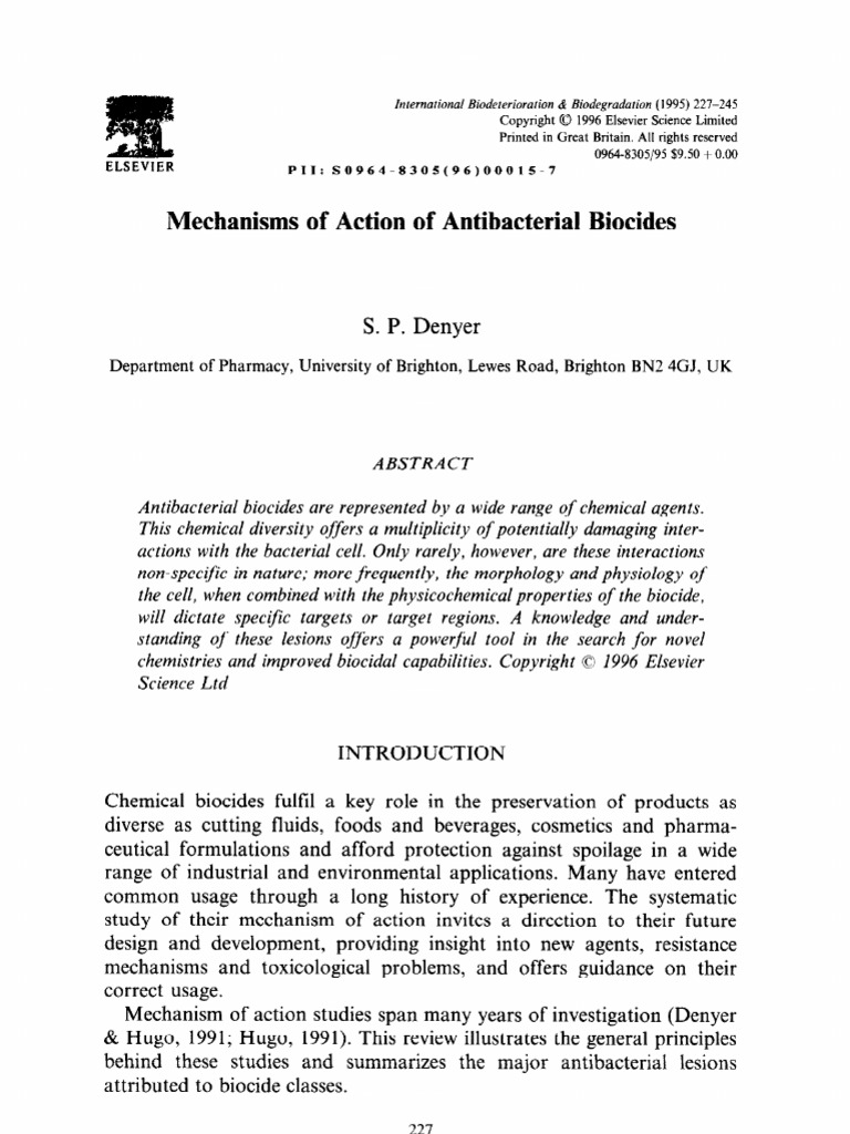 Mechanisms of Action of Antibacterial Biocides | PDF | Phospholipid ...