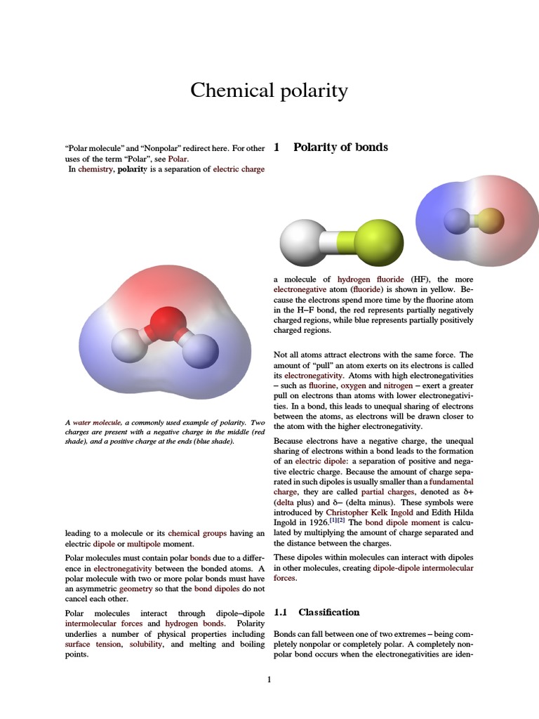 Chemical Polarity | PDF | Chemical Polarity | Chemical Bond