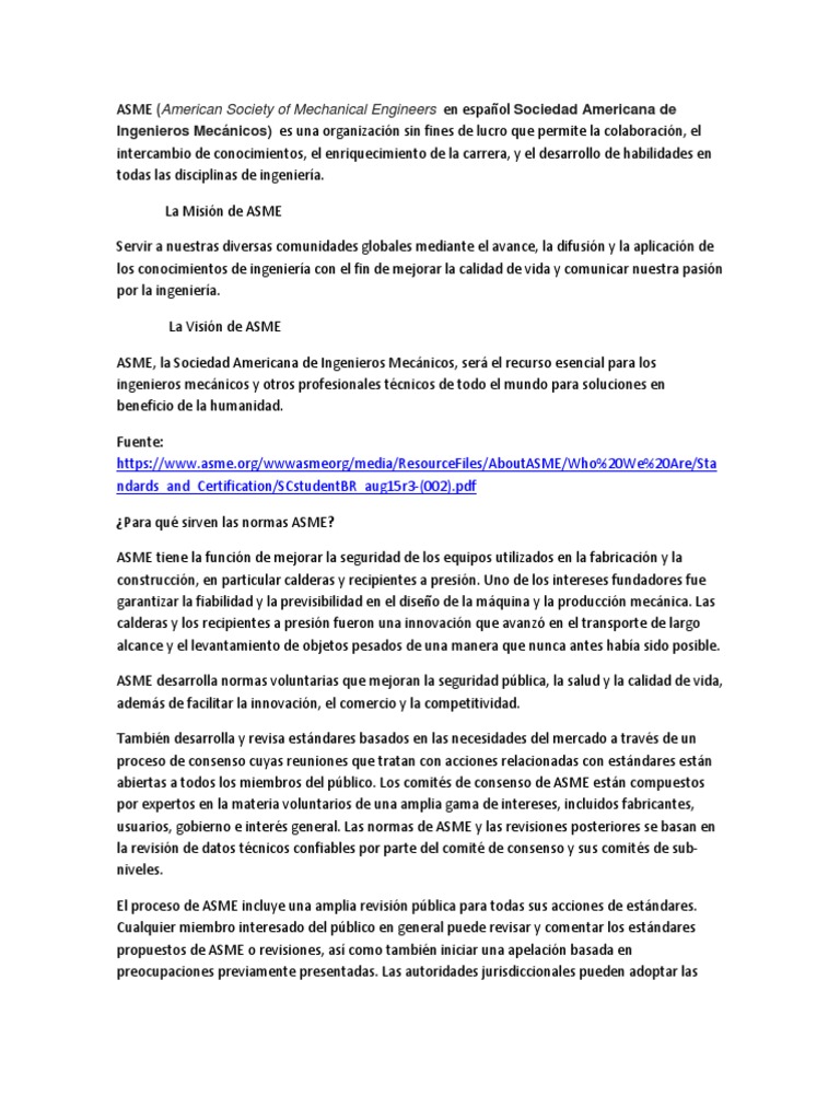 Qué es ASME y sus normas esenciales | PDF | Ingeniería | Science