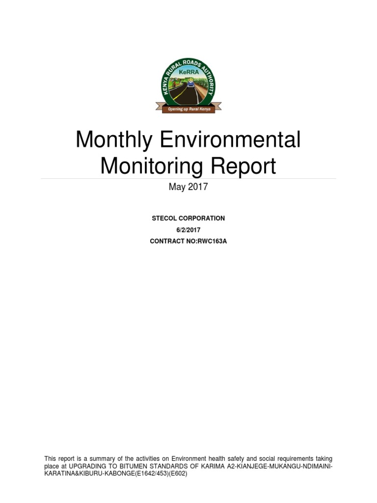 Monthly Environmental Monitoring Report | PDF | Occupational Safety And ...
