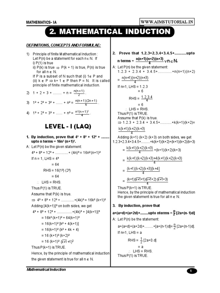 Mathematical Induction 1a Metalogic Logic