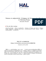 Nature Et Subjetivité. L'enigme de L'homme Crez Freud Et Merleau Ponty