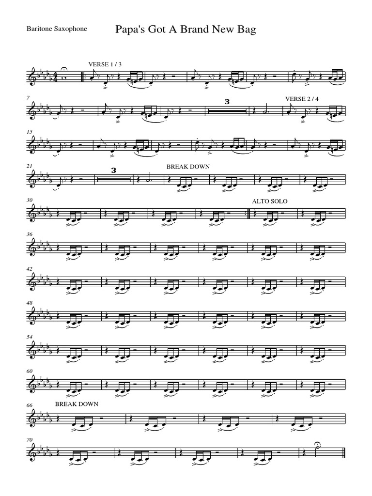 Papa's Got a Brand New Bag Baritone Saxophone Western European Music