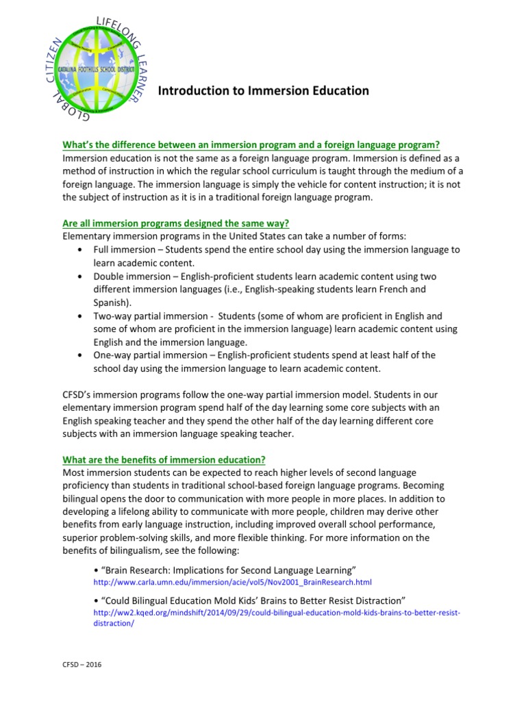 Understanding Immersion Education | PDF | Multilingualism | Teaching