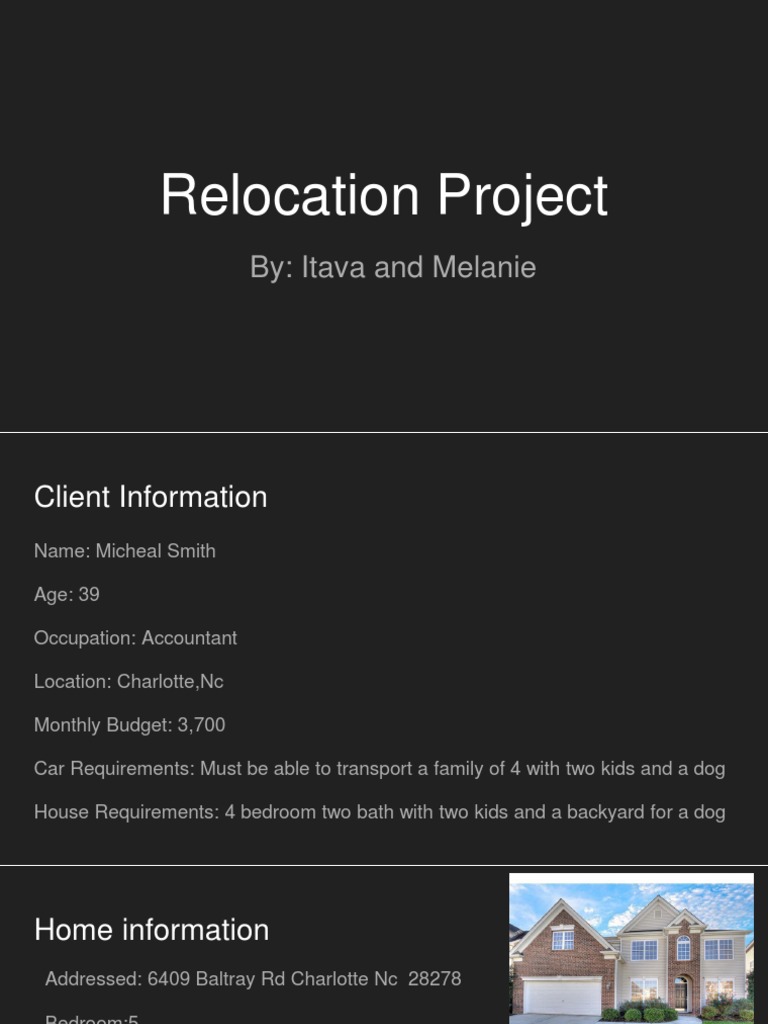 Relocation Project for Micheal Smith | PDF