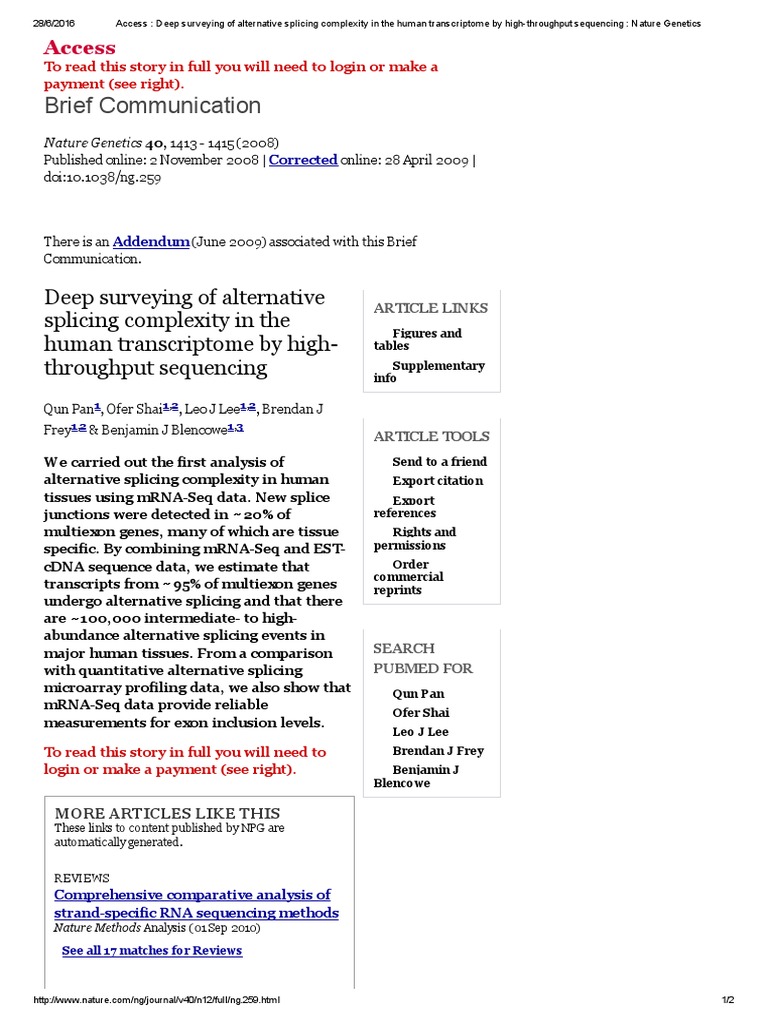 Access - Deep Surveying of Alternative Splicing Complexity in The Human ...