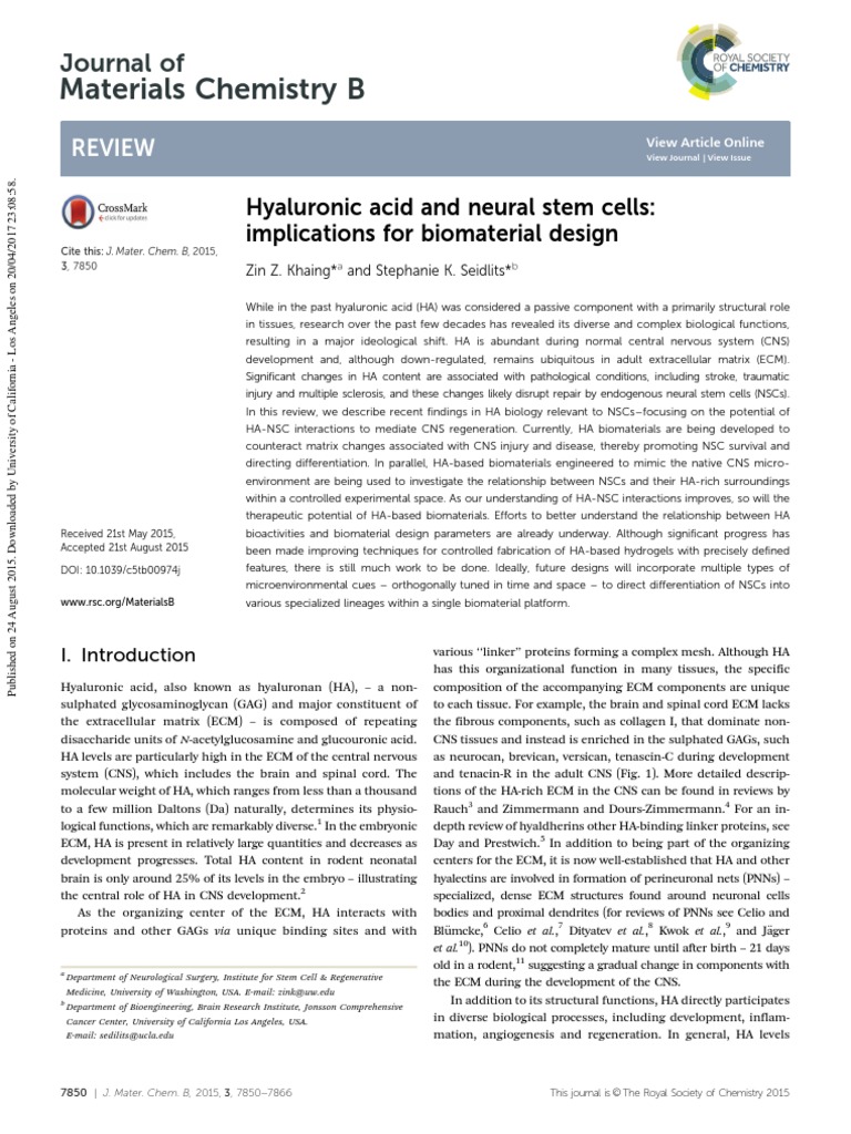 Biomaterial Design | PDF | Extracellular Matrix | Nervous System