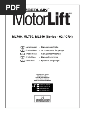 Chamberlain Garage Door Opener Ml700 Manual