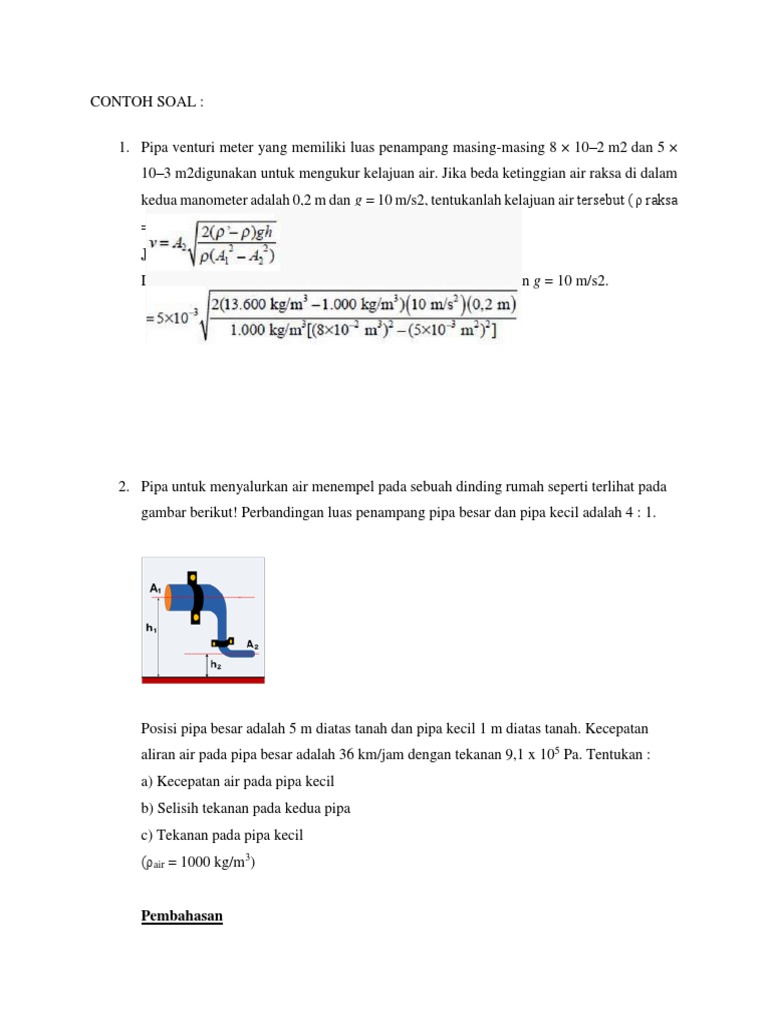 43+ Contoh Soal Venturimeter Dengan Manometer