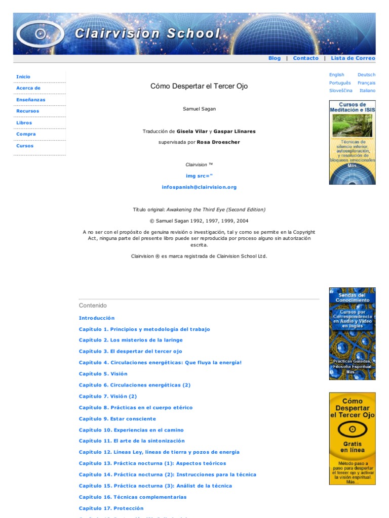 Clairvision Org Espanol Libros Como Despertar Tercer Ojo | PDF ...