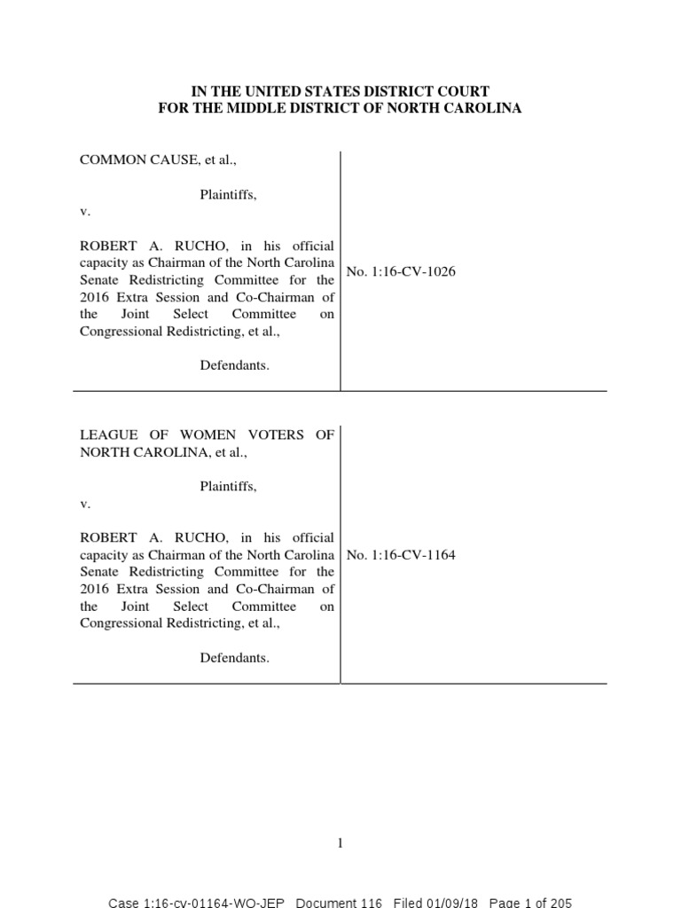 In The United States District Court For The Middle District Of North