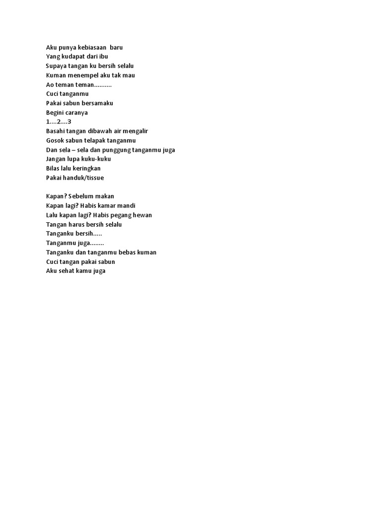 Lirik Lagu Cuci Tangan 1