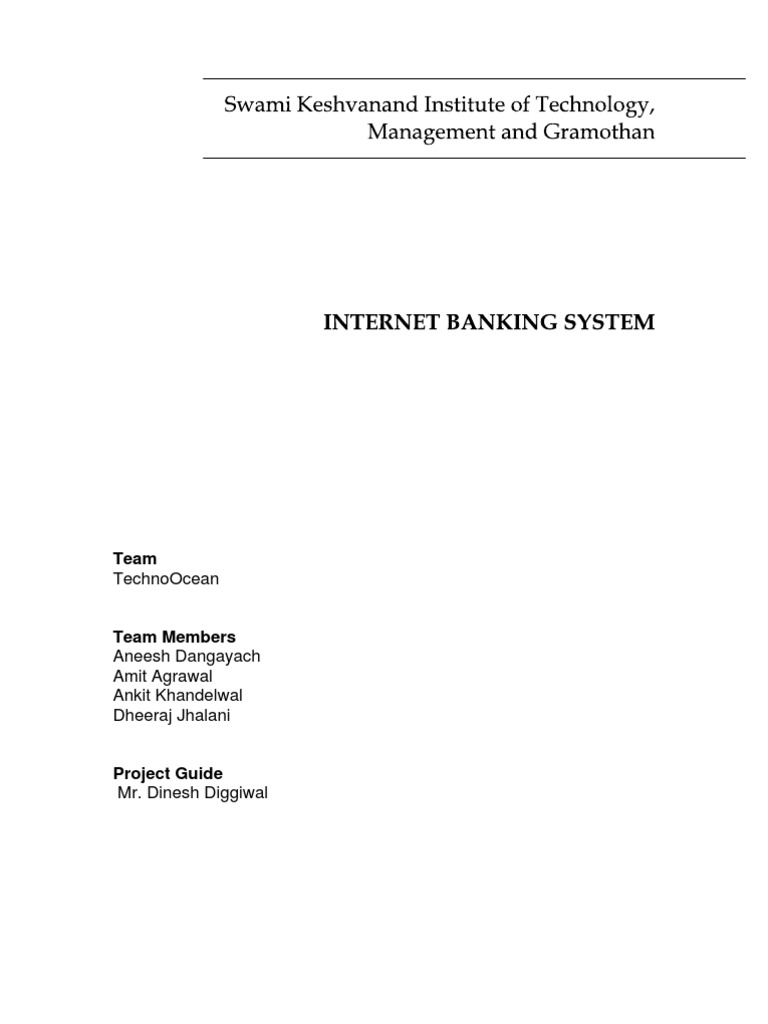 Internet Banking System Overview | PDF | Online Banking | Banks & Banking
