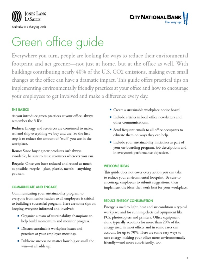 Green Office Guide PDF | PDF | Reuse | Recycling