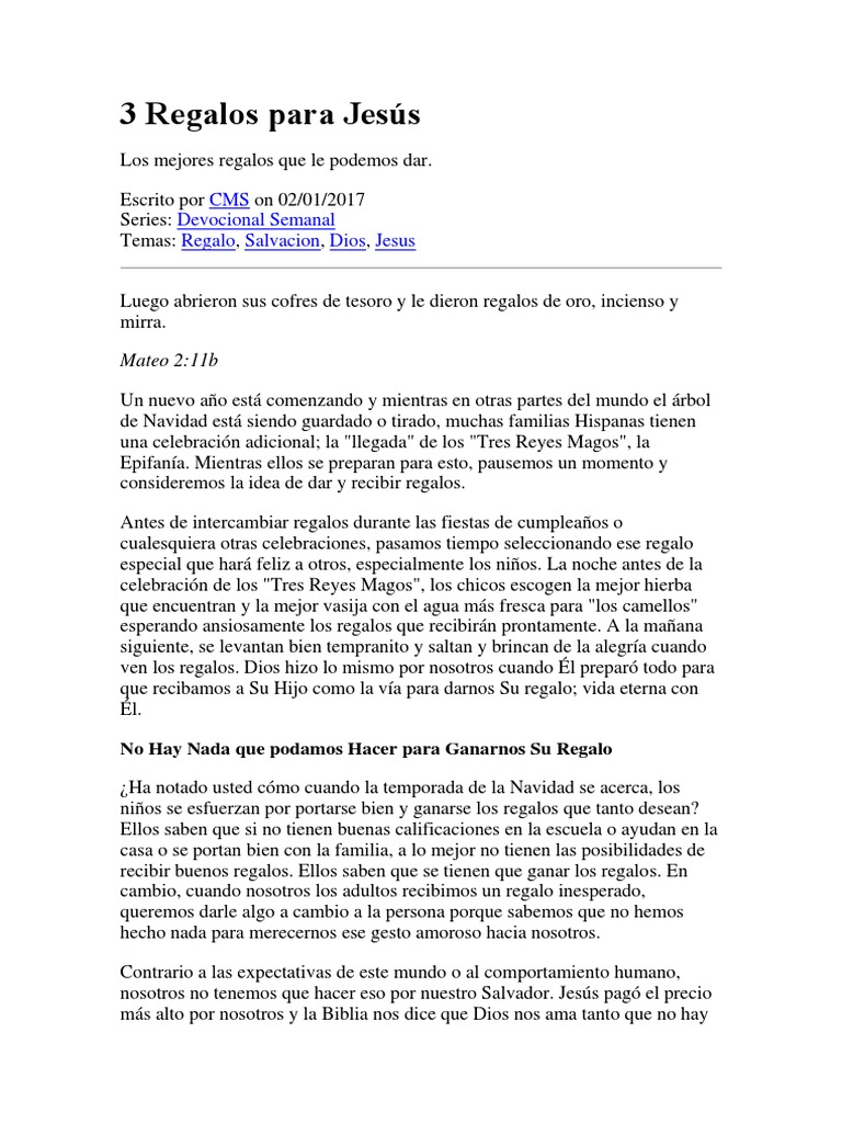Tres Regalos de los Reyes Magos | PDF | Reyes Magos | Dios
