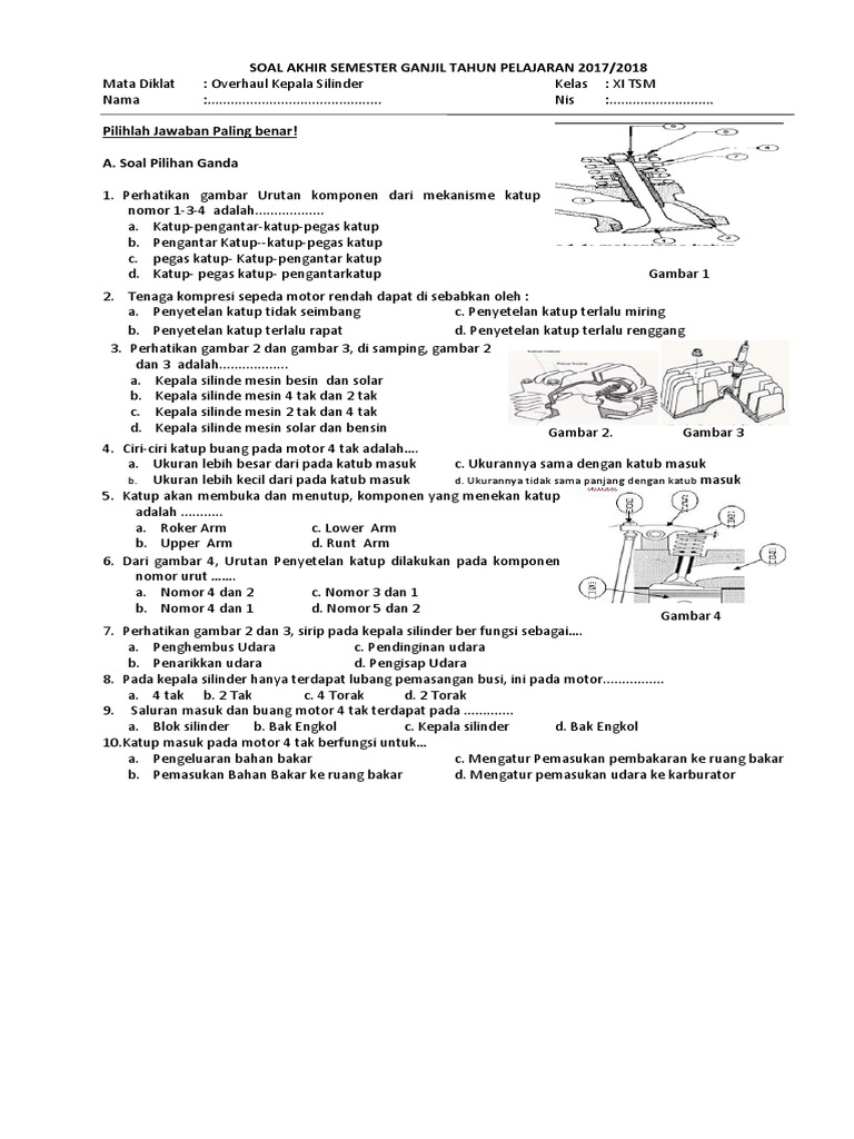 Soal Dan Kunci Jawaban Pemeliharaan Mesin Sepeda Motor Guru Galeri