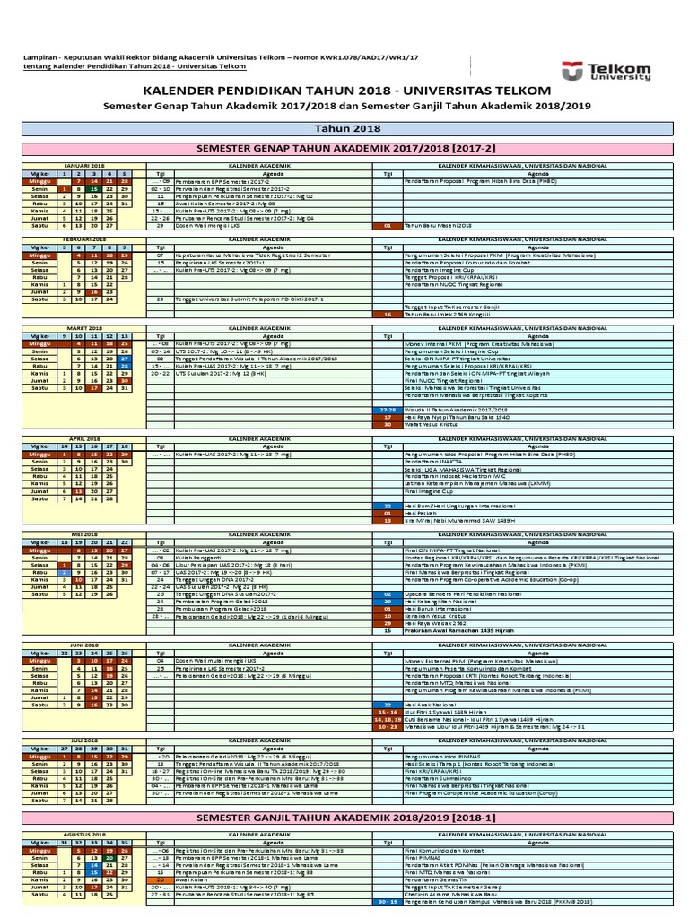 Sk Kalender Akademik Periode Ganjil 2018 2 Pdf