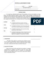 Potential Assessment Form - 2nd Level