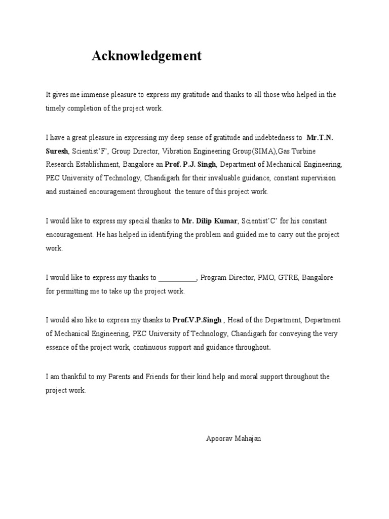 Project Acknowledgements by Apoorav Mahajan | PDF | Technology ...
