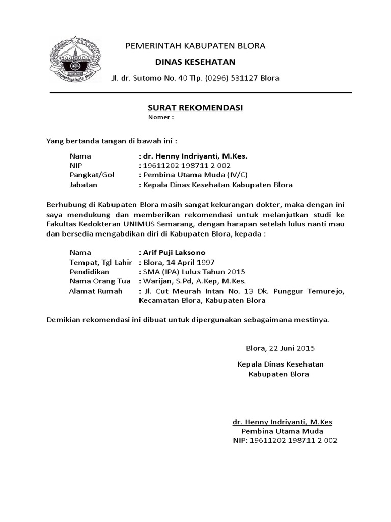 Surat Rekomendasi | PDF