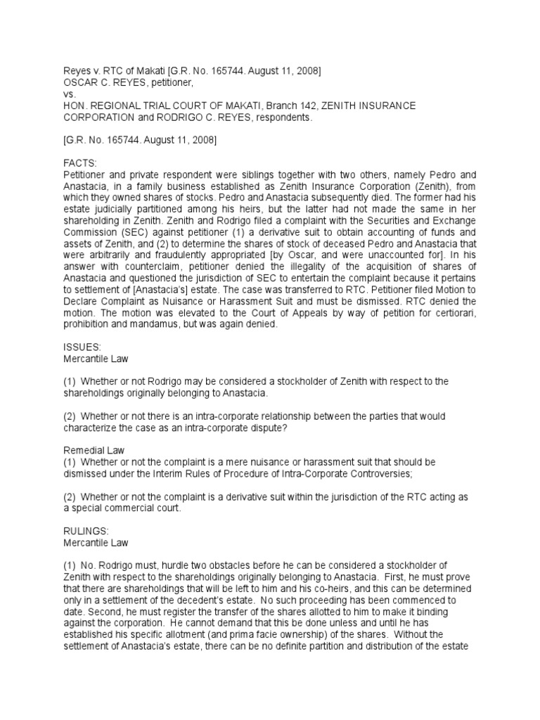 Reyes vs. RTC, Makati Branch 142 | PDF | Fraud | Question Of Law